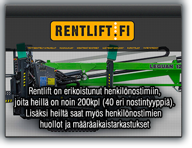 Rentlift on erikoistunut henkilönostimiin, joita heillä on noin 200kpl. Lisäksi heiltä saat myös henkilönostimien huollot ja määräaikaistarkastukset.